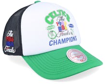 Boston Celtics Champs Fest White/Black/Green Trucker - Mitchell & Ness