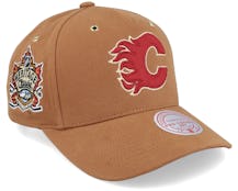 Hatstore Exclusive x Calgary Flames Heritage Patch Tan Adjustable - Mitchell & Ness
