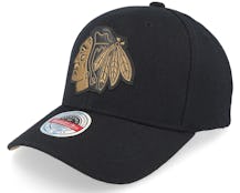 Hatstore Exclusive x Chicago Blackhawks TKO Leather Logo NHL Bronze/Black Adjustable - Mitchell & Ness