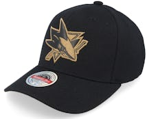 Hatstore Exclusive x San Jose Sharks TKO Leather Logo NHL Bronze/Black Adjustable - Mitchell & Ness