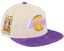 Los Angeles Lakers Team Cord Off White/Purple Fitted - Mitchell & Ness