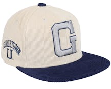 Georgetown Hoyas Team Cord Off White/Navy Fitted - Mitchell & Ness