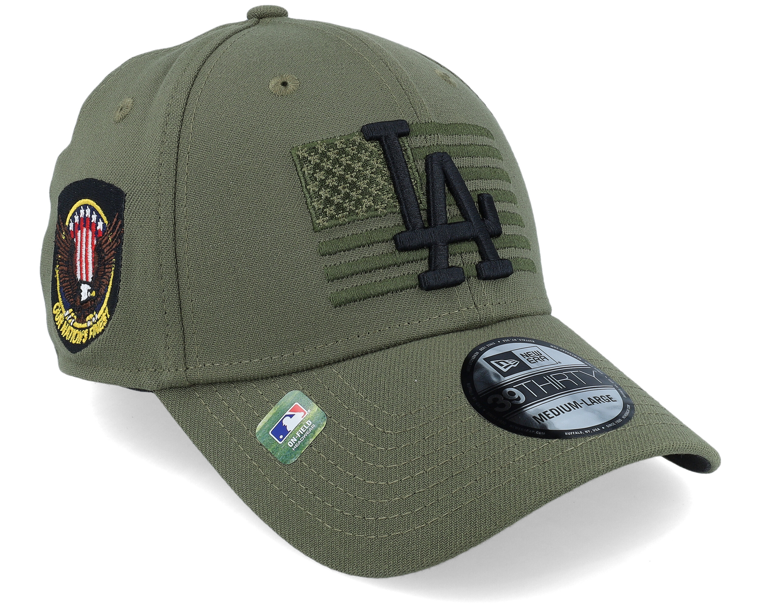 Los Angeles Dodgers 39THIRTY MLB Armed Forces Olive Flexfit - New Era ...