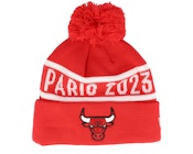 Chicago Bulls NBA Paris Game Team Beanie Red Pom