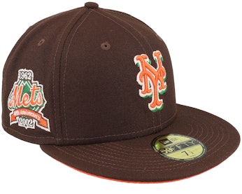 New York Mets Cacao Blaze 59FIFTY Brown/Orange Fitted