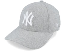 New York Yankees Womens Wool 9FORTY Heather Grey/White Adjustable - New Era