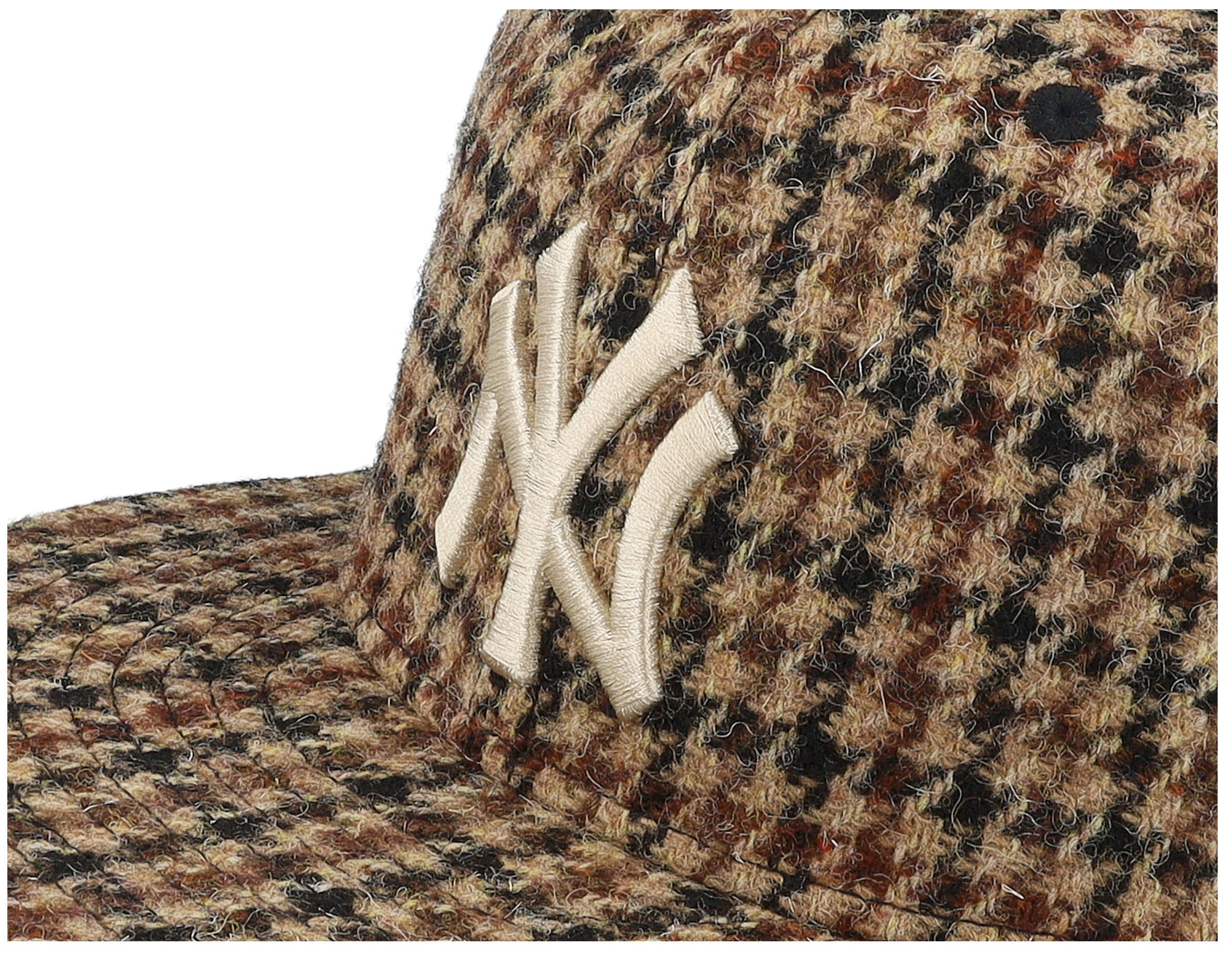 NEW ERA 別注 NY Long Brim Hat Harris Tweed New York Yankees MLB Harris Tweed 59FIFTY Brown Fitted - New