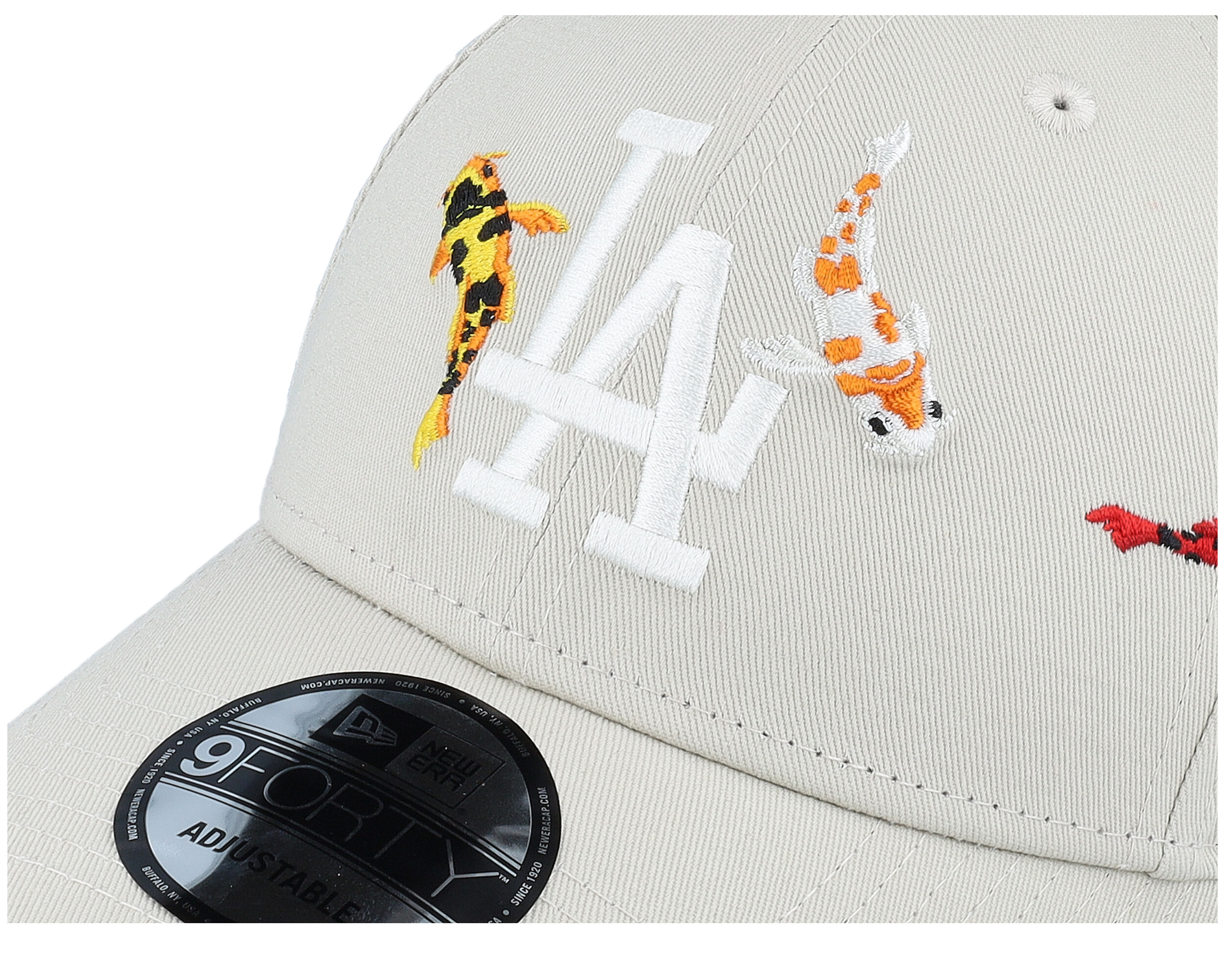 taka、白のみ⭕Día de Los Dodgers スカル d283 Los Angeles Dodgers Koi Fish 9FORTY Stone/White Adjustable