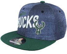 Kids Milwaukee Bucks NBA Indigo Fashion Navy/Dark Green Snapback - Outerstuff