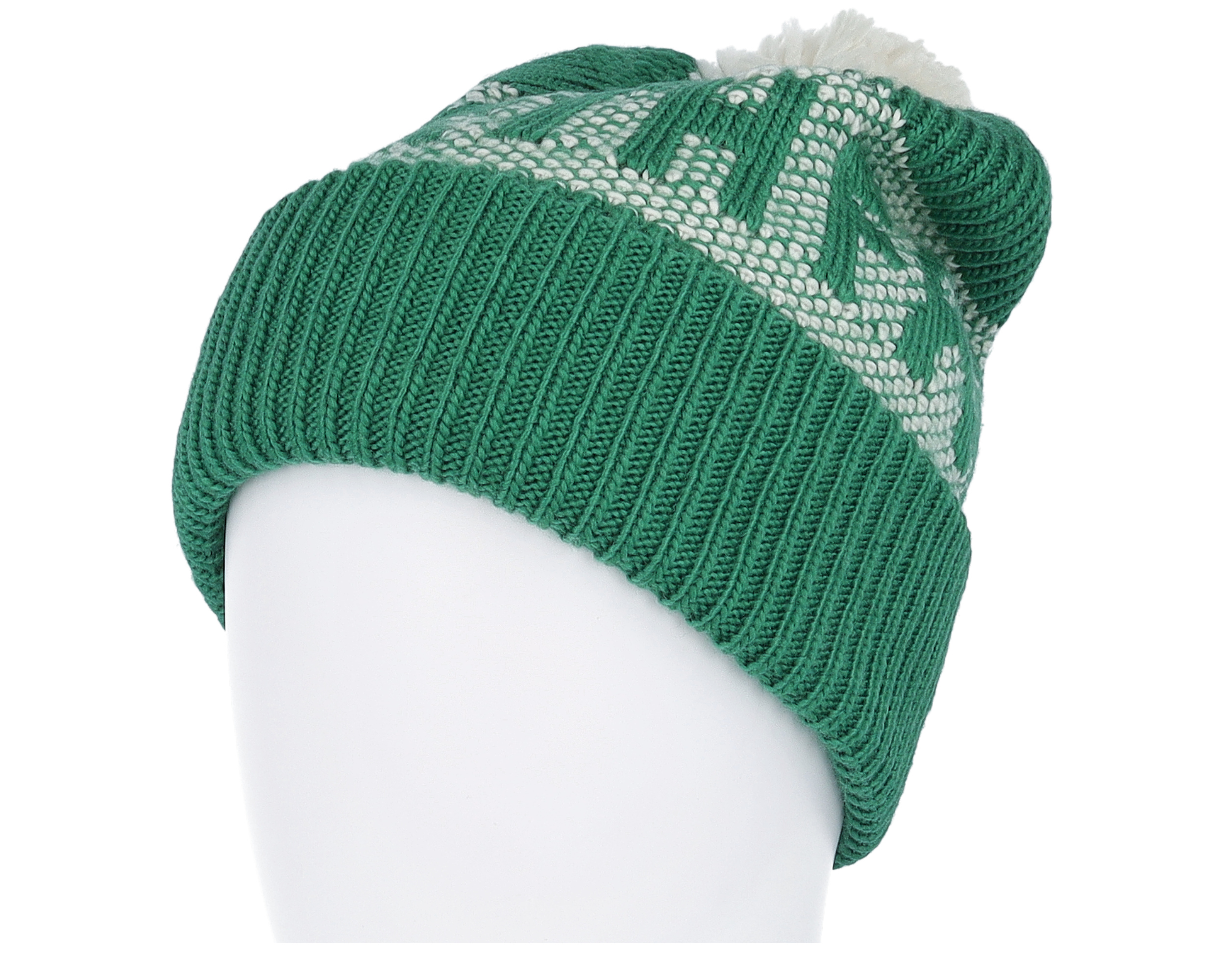 Retro Cabin Beanie Evergreen/White Pom