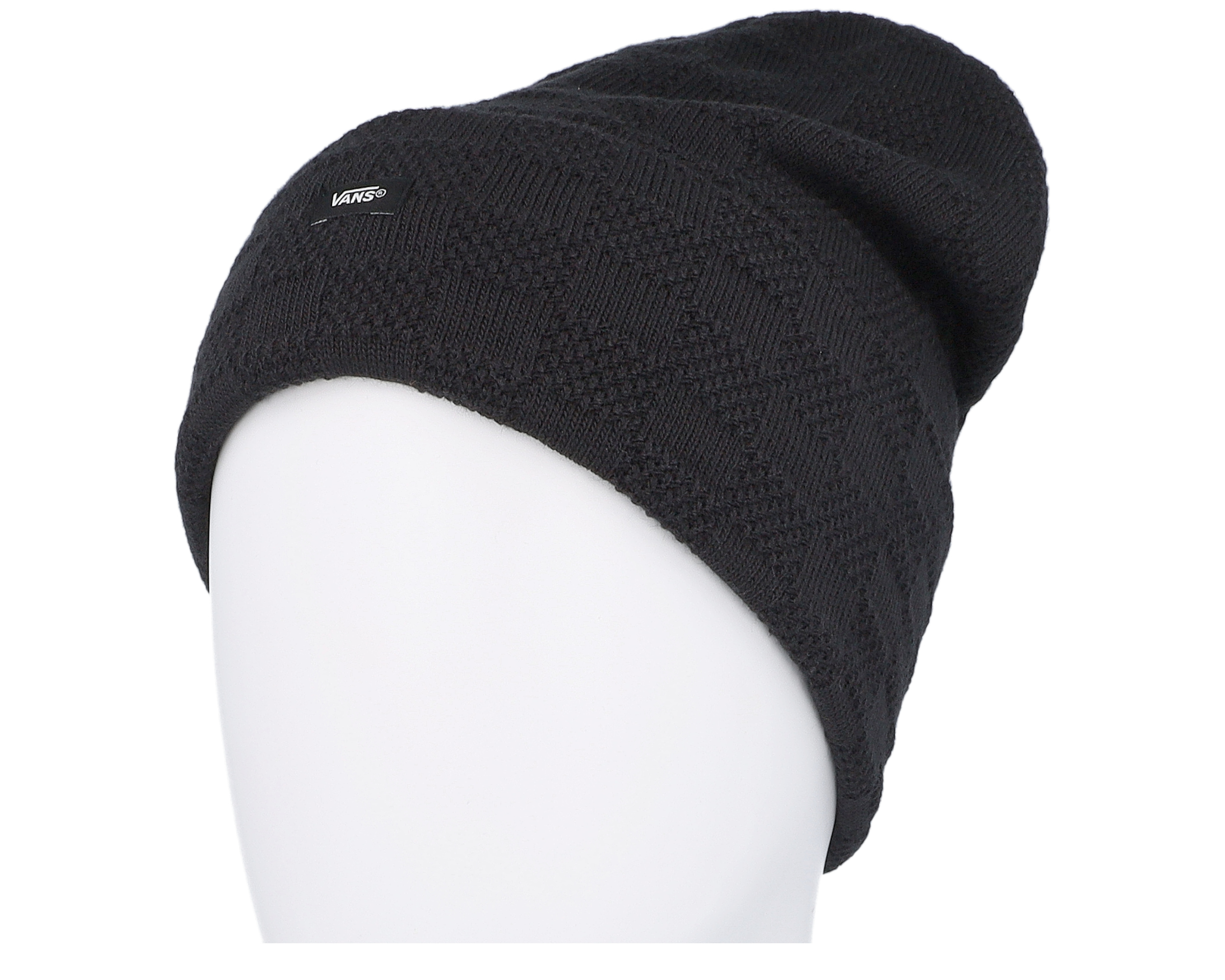 Check Tall Beanie Black Cuff
