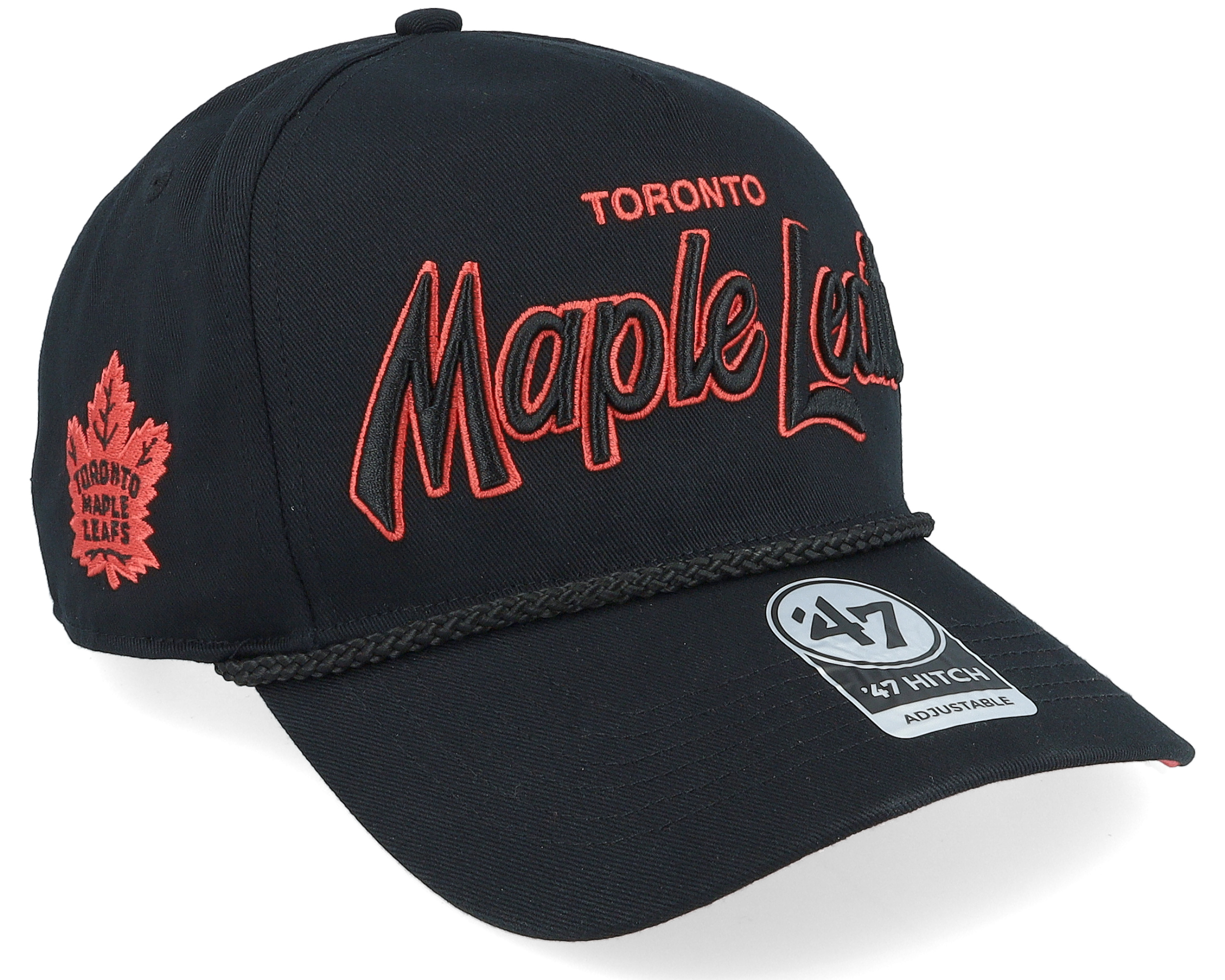 Black blue jays hat with red maple fashion leaf