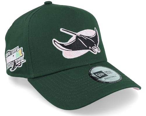 New Era - MLB Green adjustable Cap - Hatstore Exclusive x Tampa Bay Rays Patch 9FORTY A-Frame Dark Green/Pink Adjustable @ Hatstore