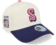 Hatstore Exclusive x Seattle Mariners Patch 9FORTY Beige/Navy A-Frame Adjustable - New Era
