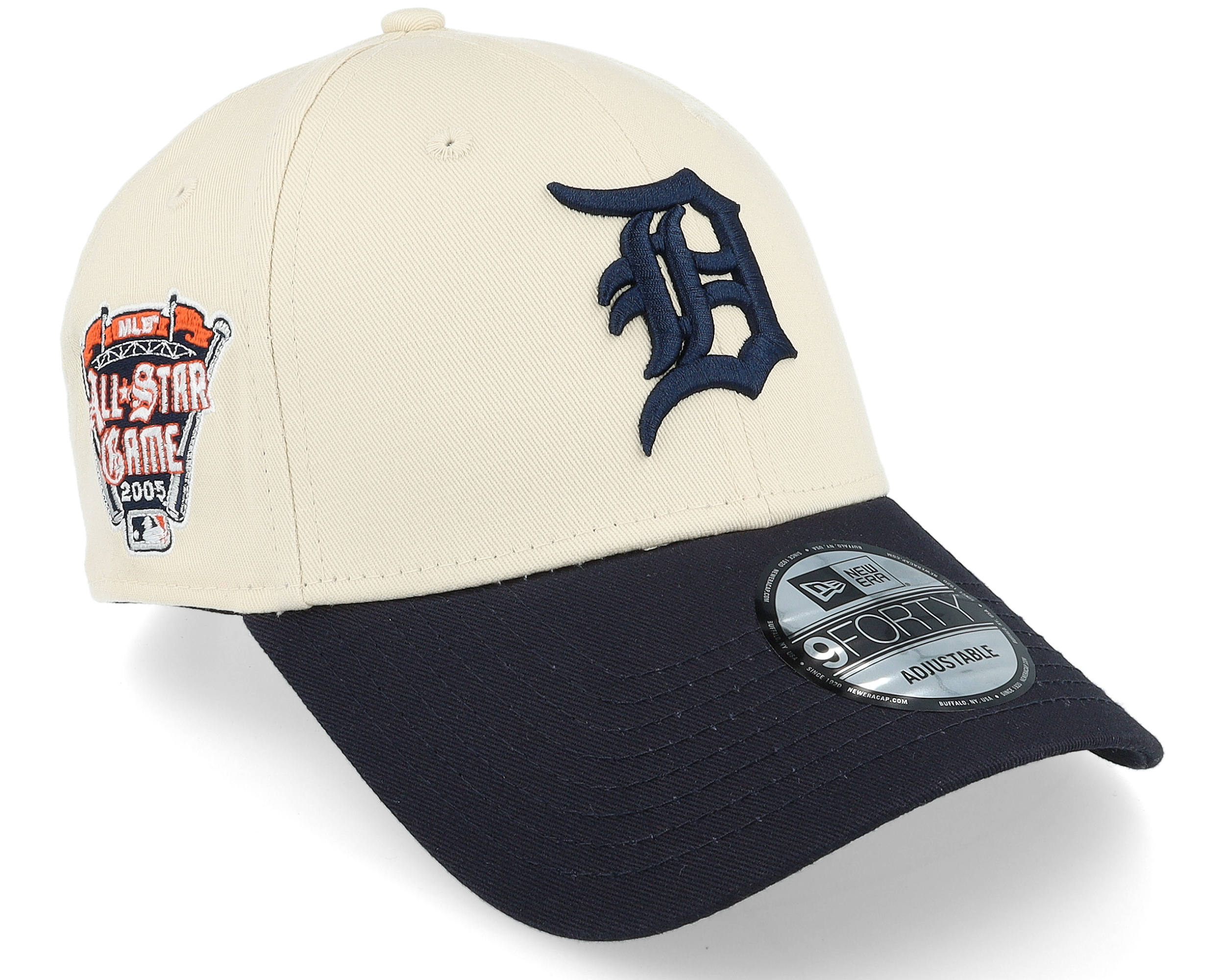 Detroit Tigers World Series Patch 9FORTY Stone/Navy Adjustable - New Era cap