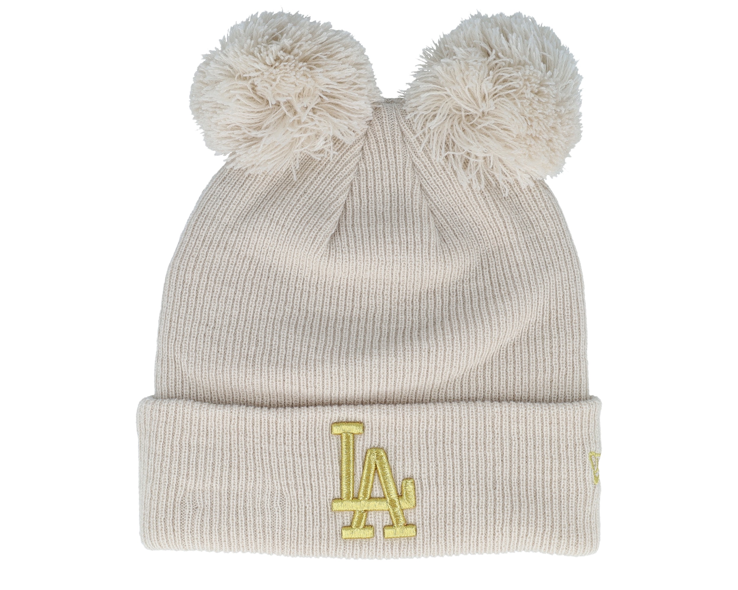 Los Angeles Dodgers Womens Metallic Logo Beanie Stone/Gold Dubble
