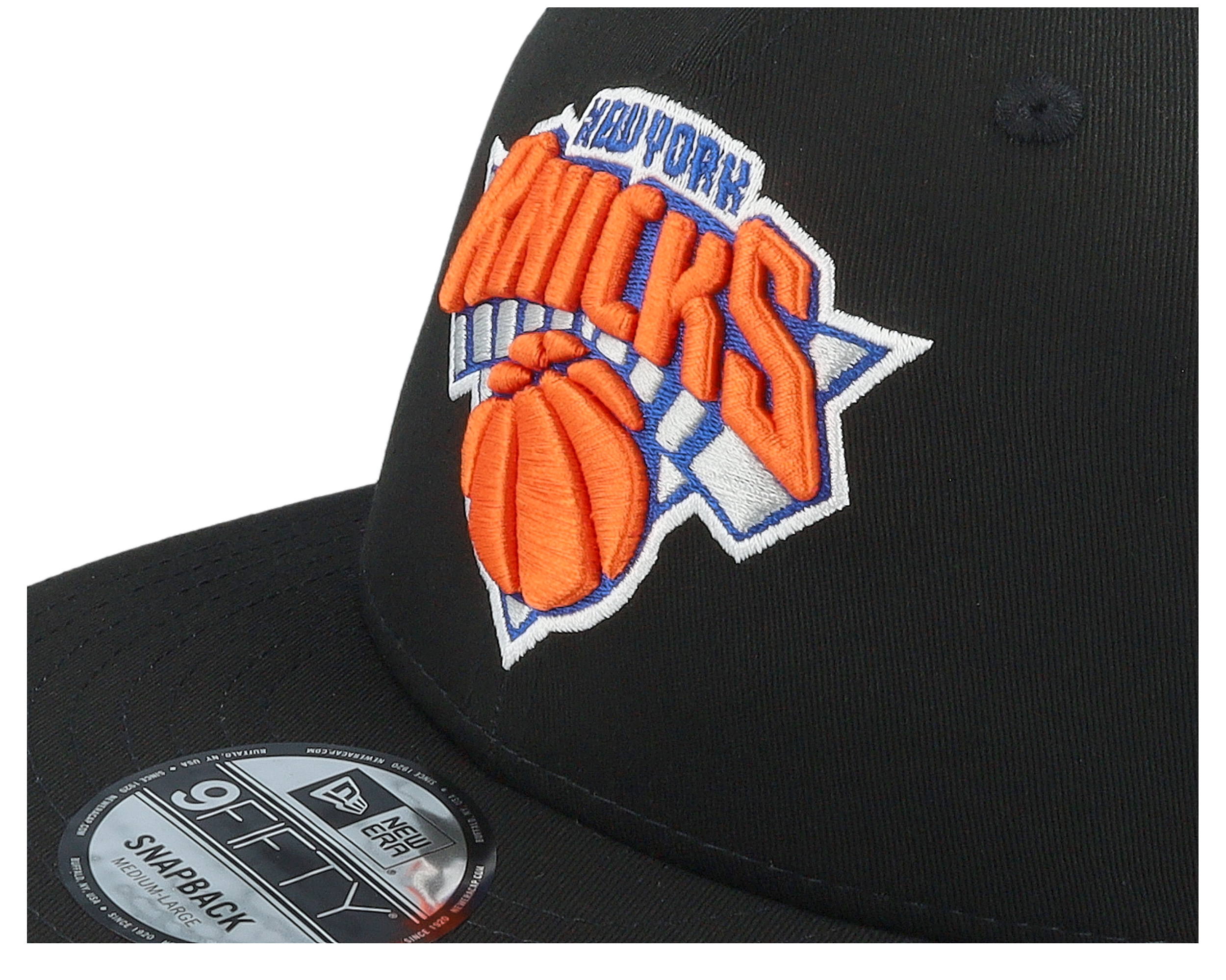 New York Knicks Multi Patch 9FIFTY Black/Royal Snapback Hatstore - Main Image