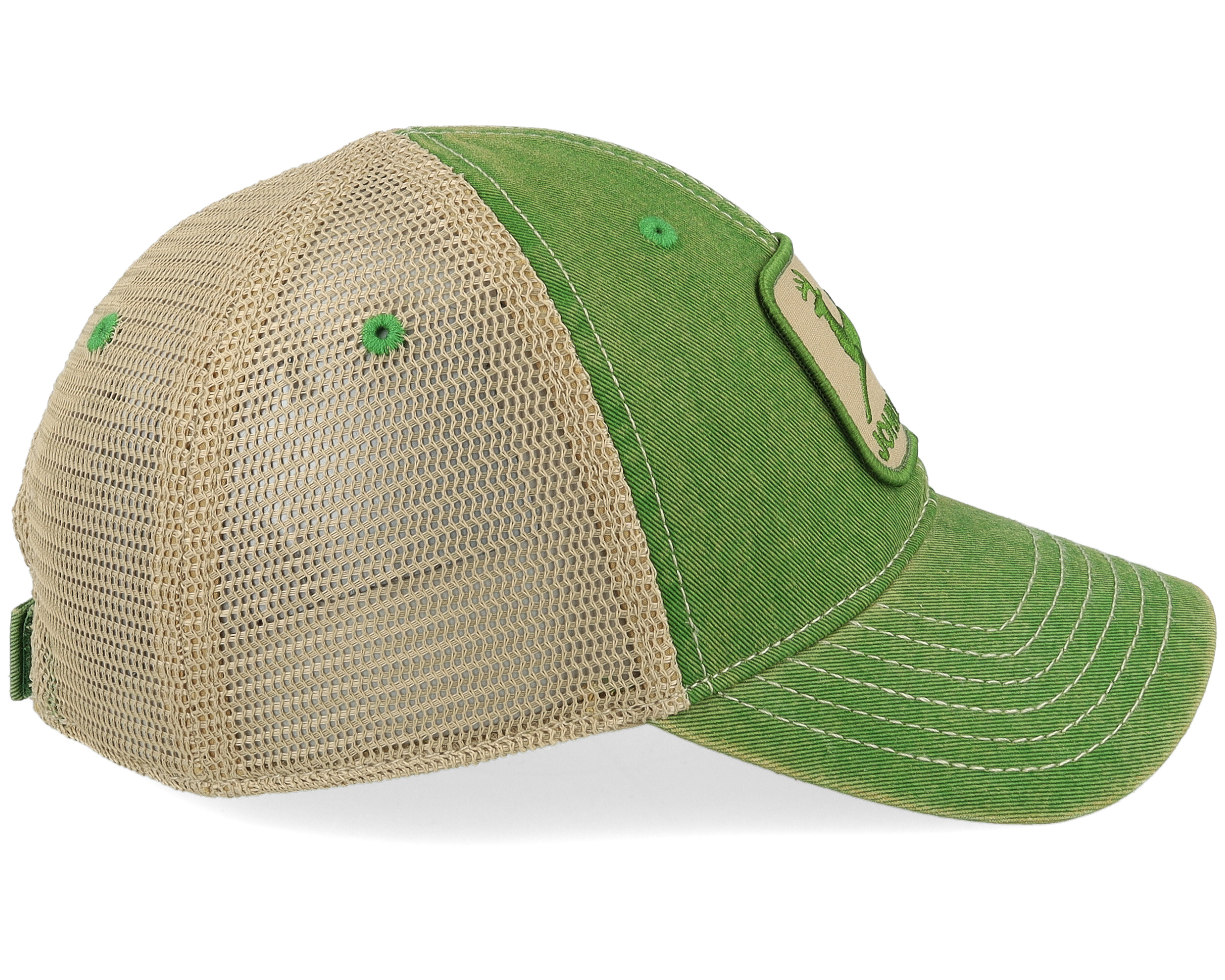 Kids Stone Washed Logo Cap Ivory/Dark Green Trucker - John