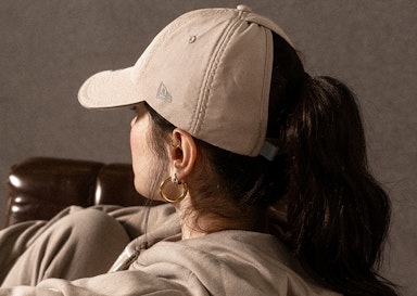 Womens Open Ponytail Back Soft Blue Dad Cap - Main Image