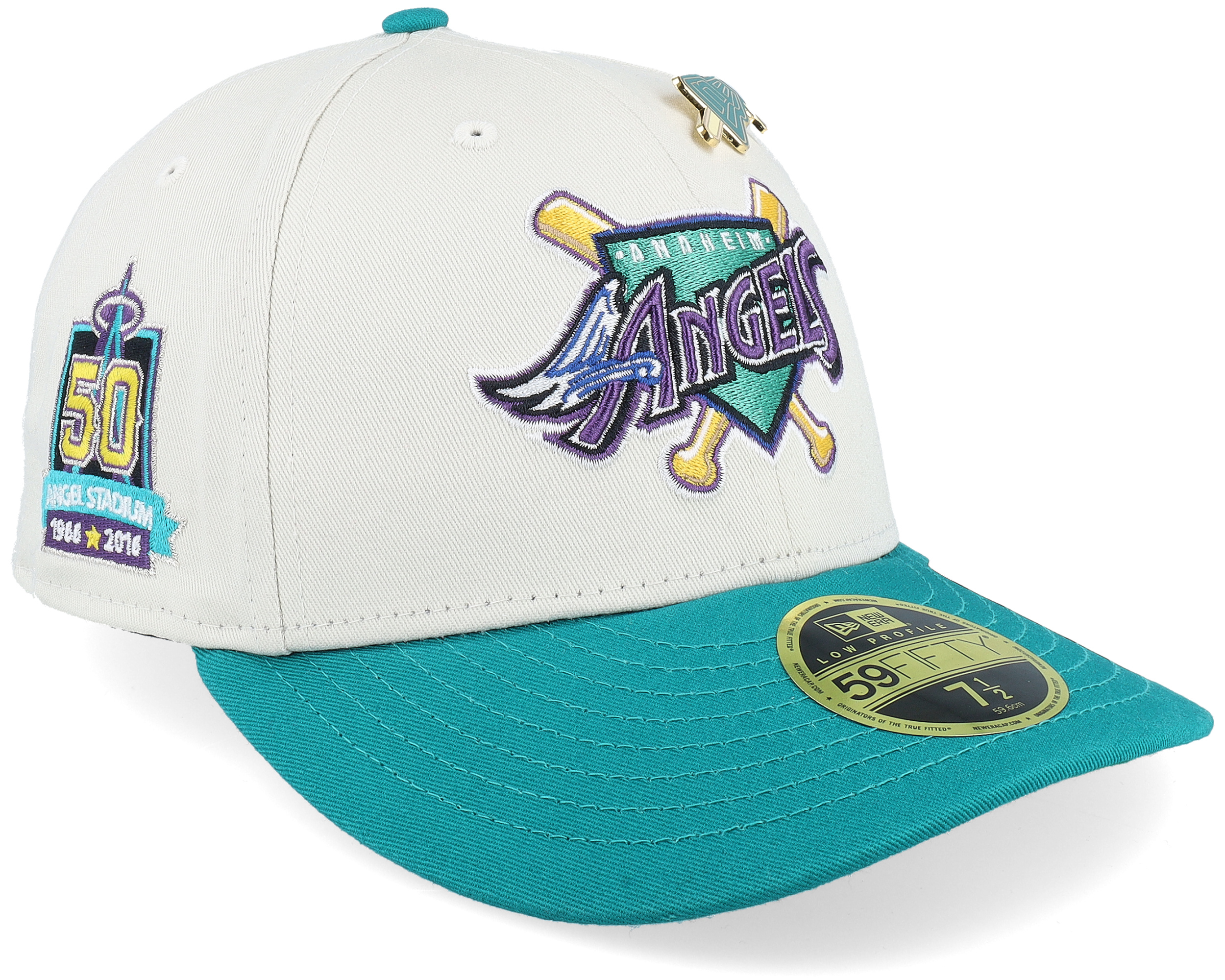 Los Angeles Angels MLB Pin 59FIFTY Low Profile Stone/Teal Fitted