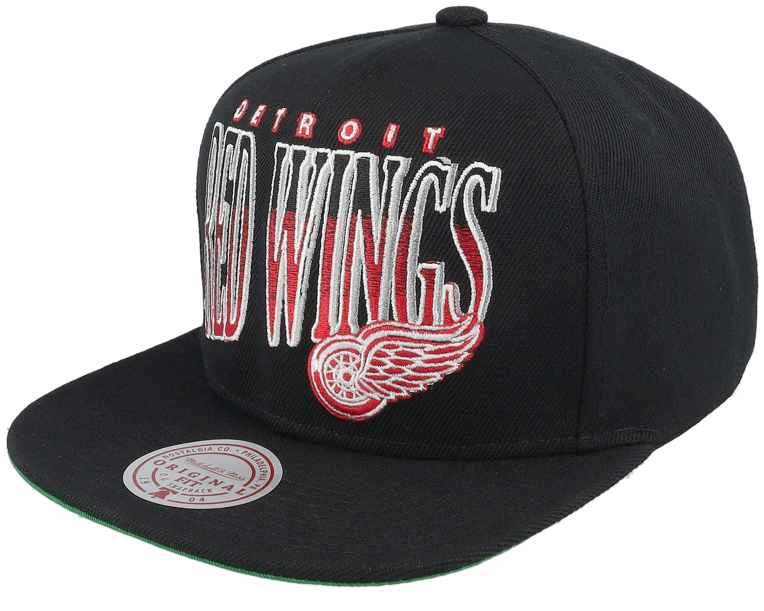 Detroit Red Wings Line Work Vintage Black Snapback Mitchell Ness Cap Hatstore .in