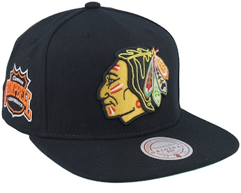 Chicago Blackhawks Conference Patch Vintage Cap Black Snapback
