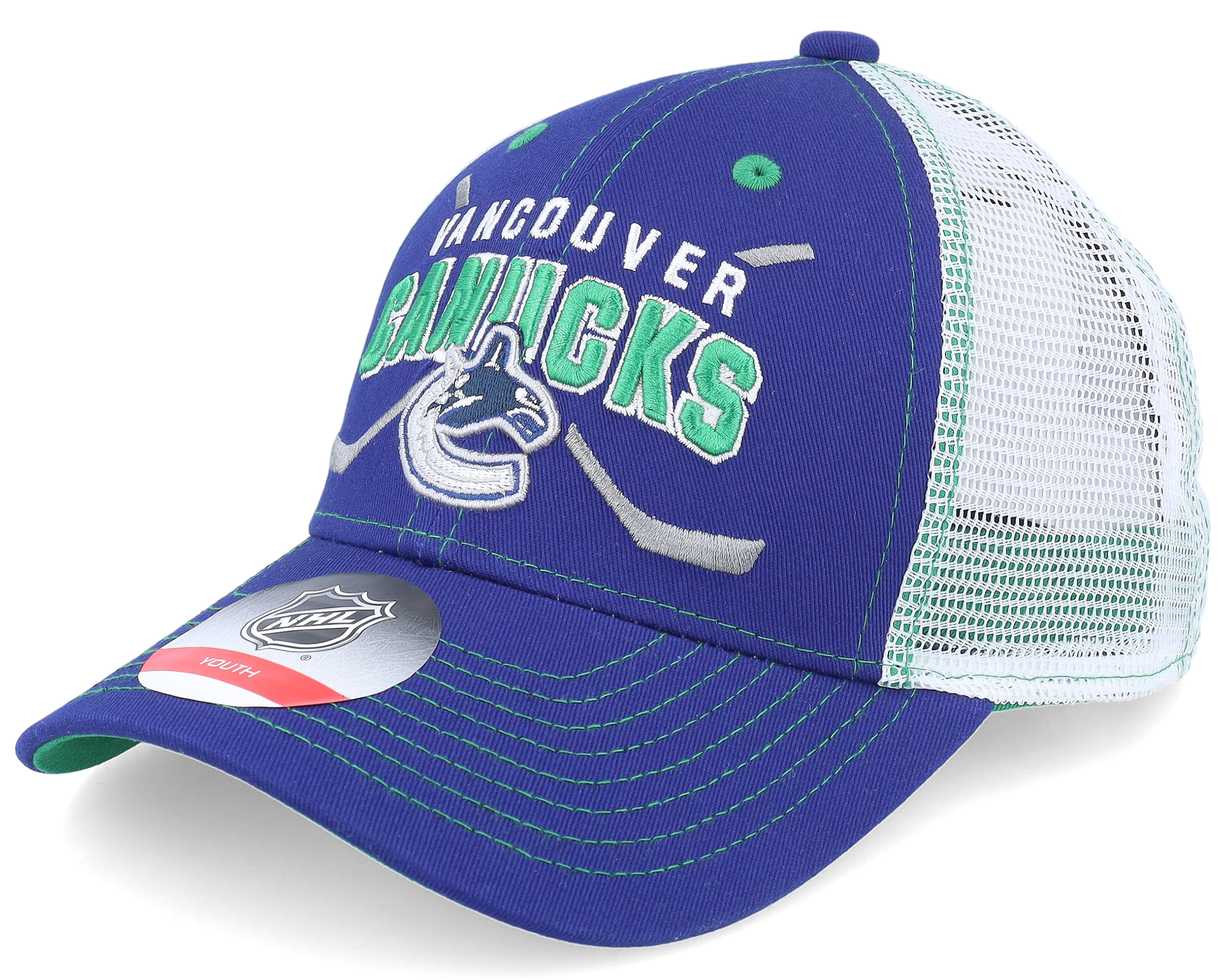 Kids Vancouver Canucks Lockup Meshback Blue/White Trucker