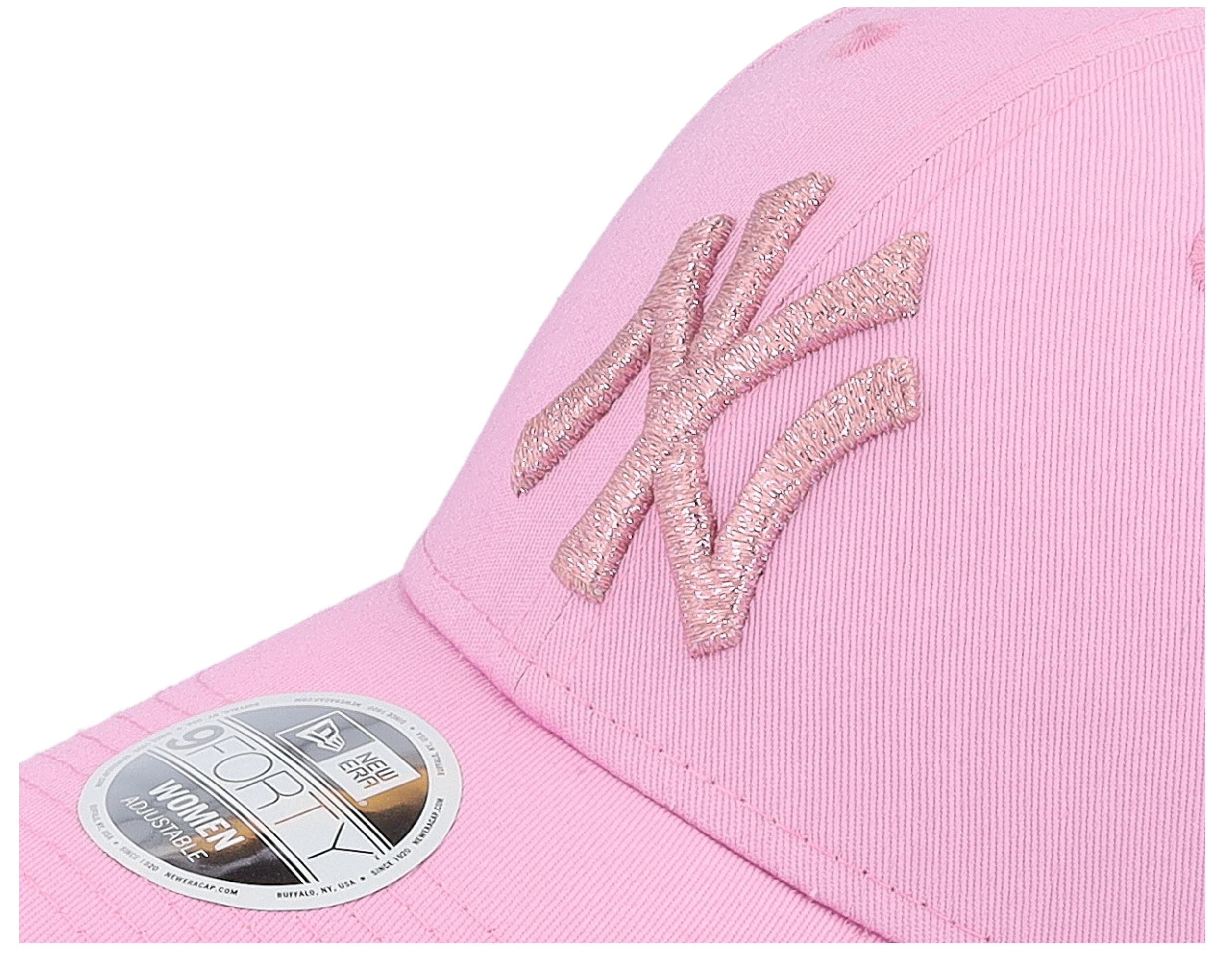 New York Yankees Womens Metallic Logo 9FORTY Pink Adjustable