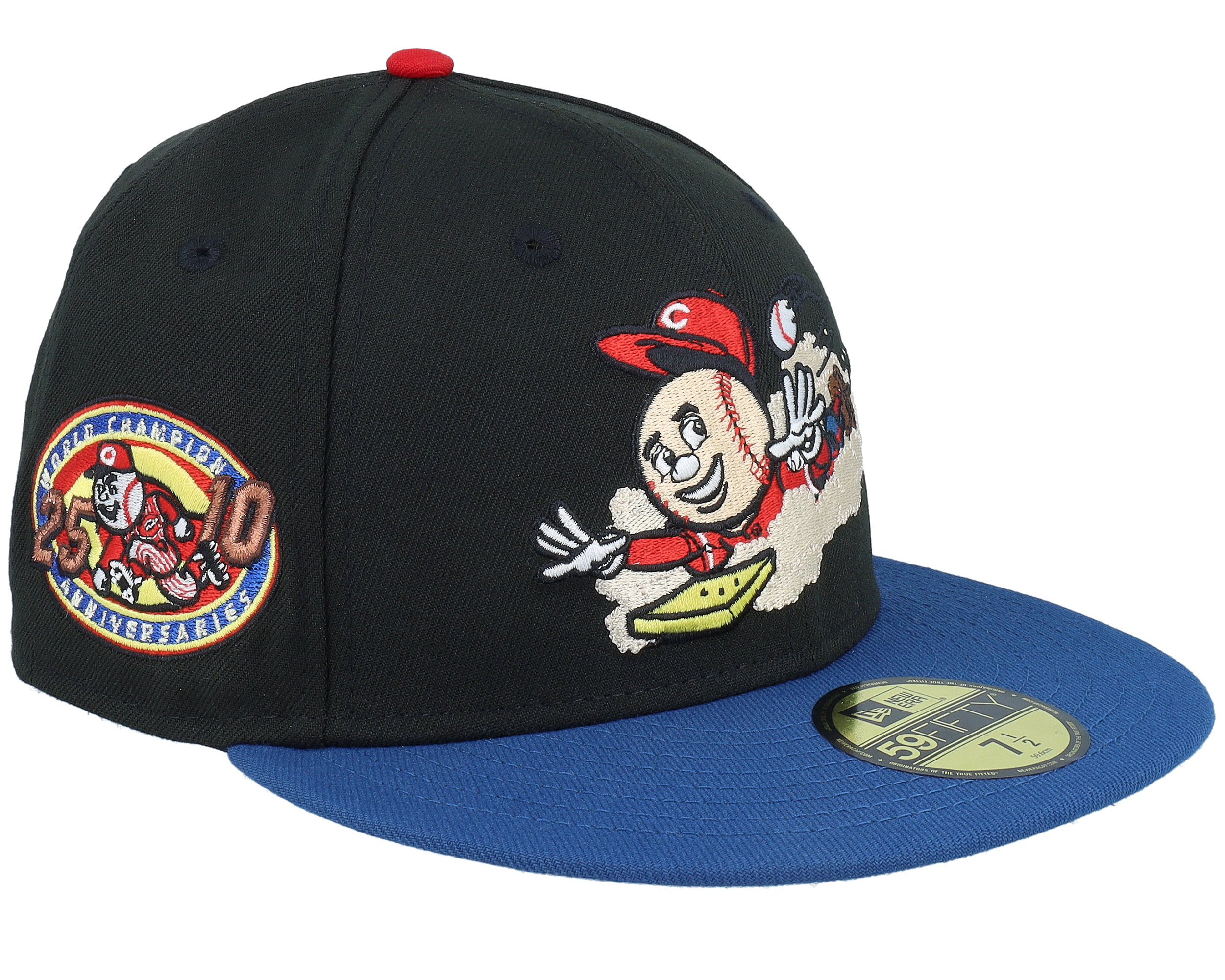 Cincinnati Reds Squad Up 59FIFTY 25th And 10th Mascot Black/Blue