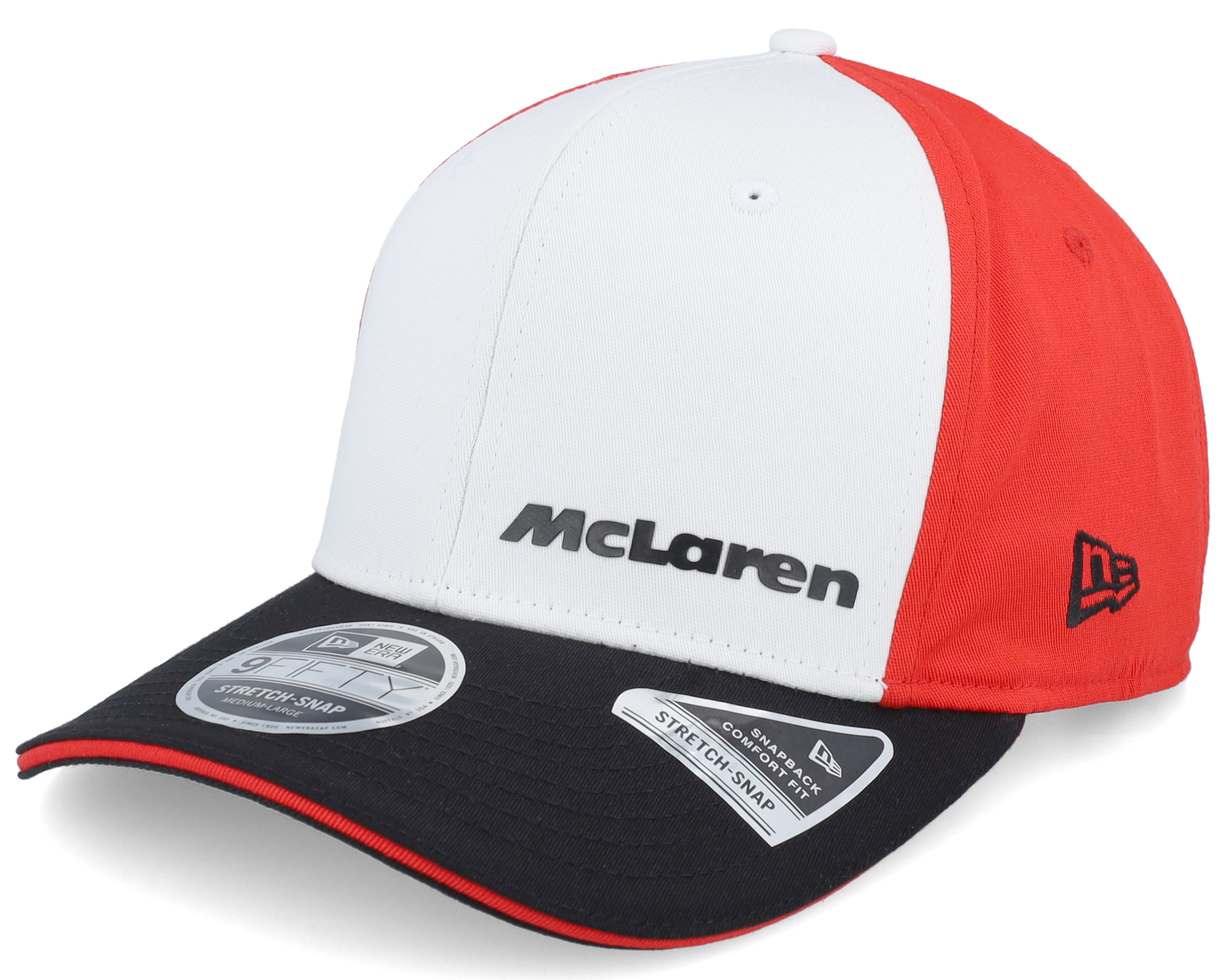 McLaren F1 24 Monaco 9FIFTY Stretch Snap White Red Black Adjustable New Era Casquette Hatstore