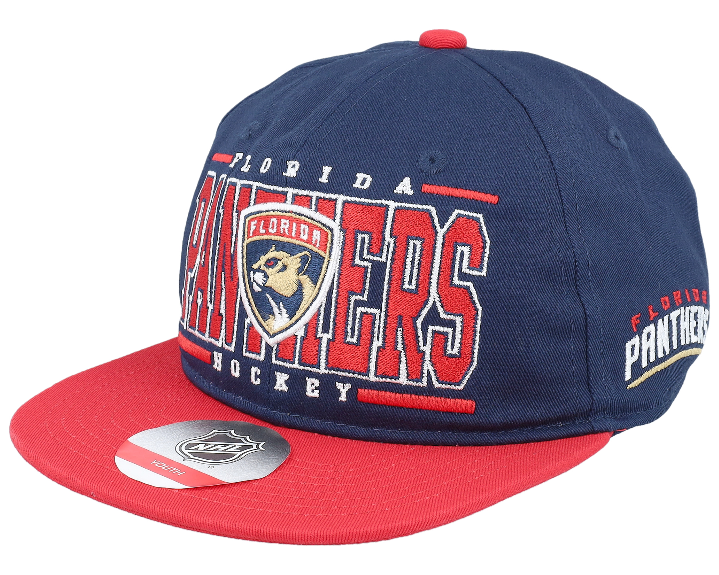 Kids Florida Panthers Logo Flatbrim Cap Navy Red Snapback Outerstuff