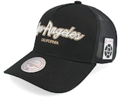 Hatstore Exclusive x Los Angeles Lakers Script & Patches Black A-Frame Trucker