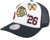 Chicago Blackhawks Gridlock White/Black A-Frame Trucker
