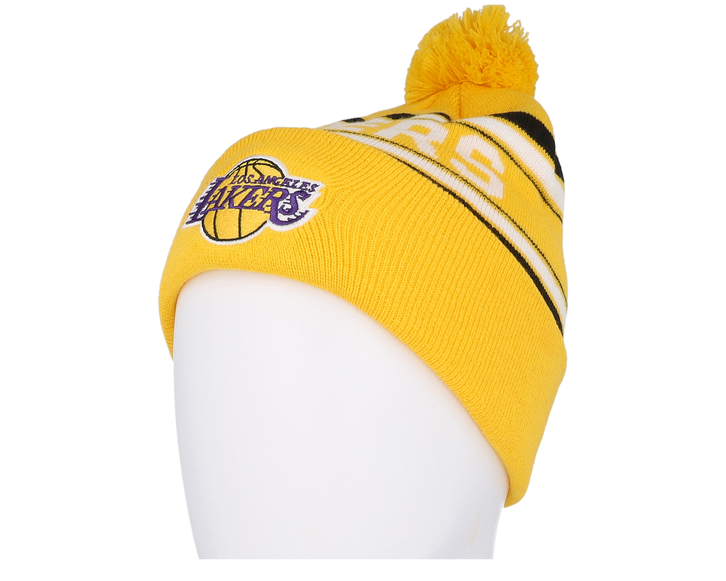 Kids Los Angeles Lakers NBA Jacquard Cuffed Yellow Pom