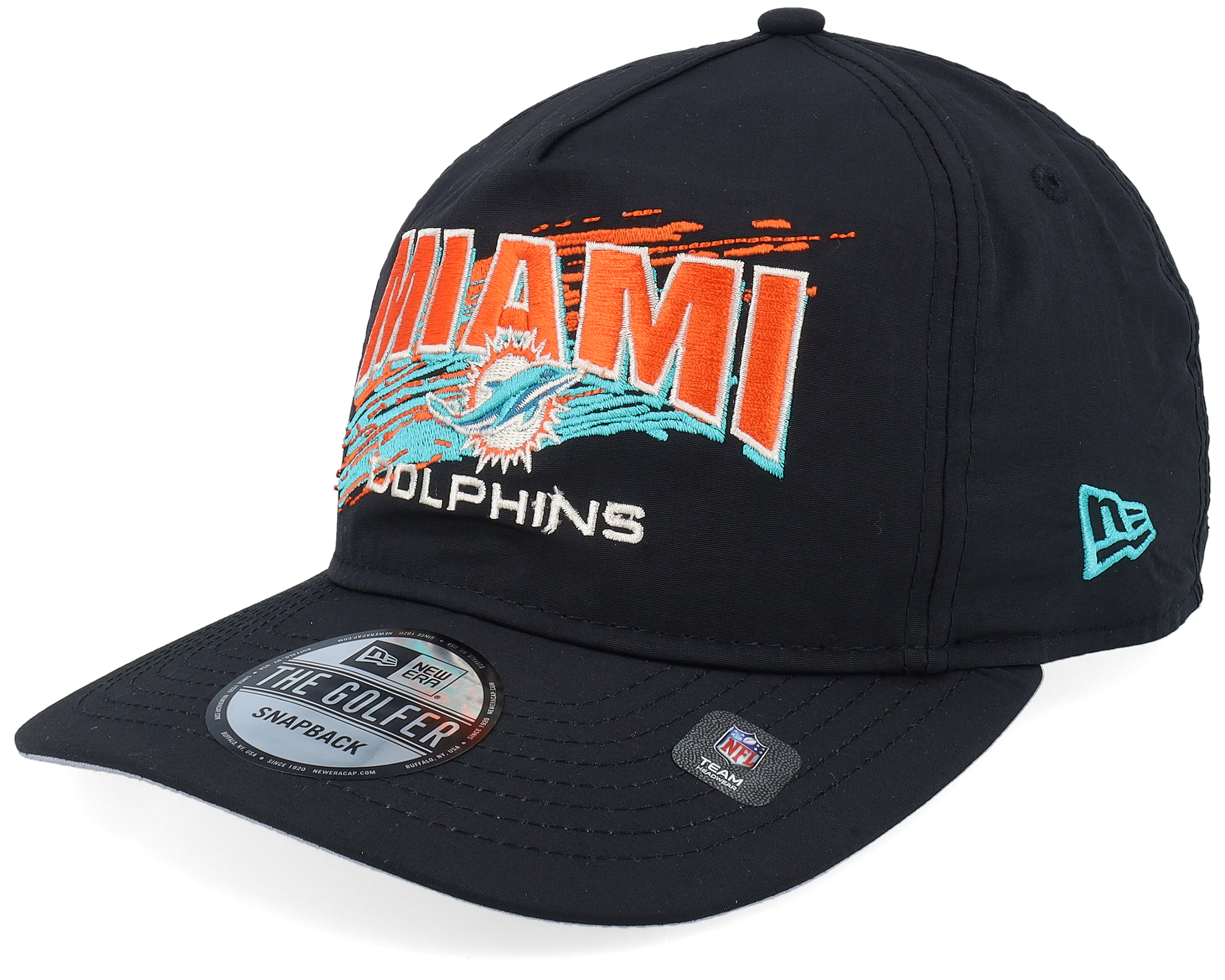 Miami Dolphins Throwback Brush Black Strapback