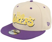 Los Angeles Lakers Team Art Khaki/Purple Snapback