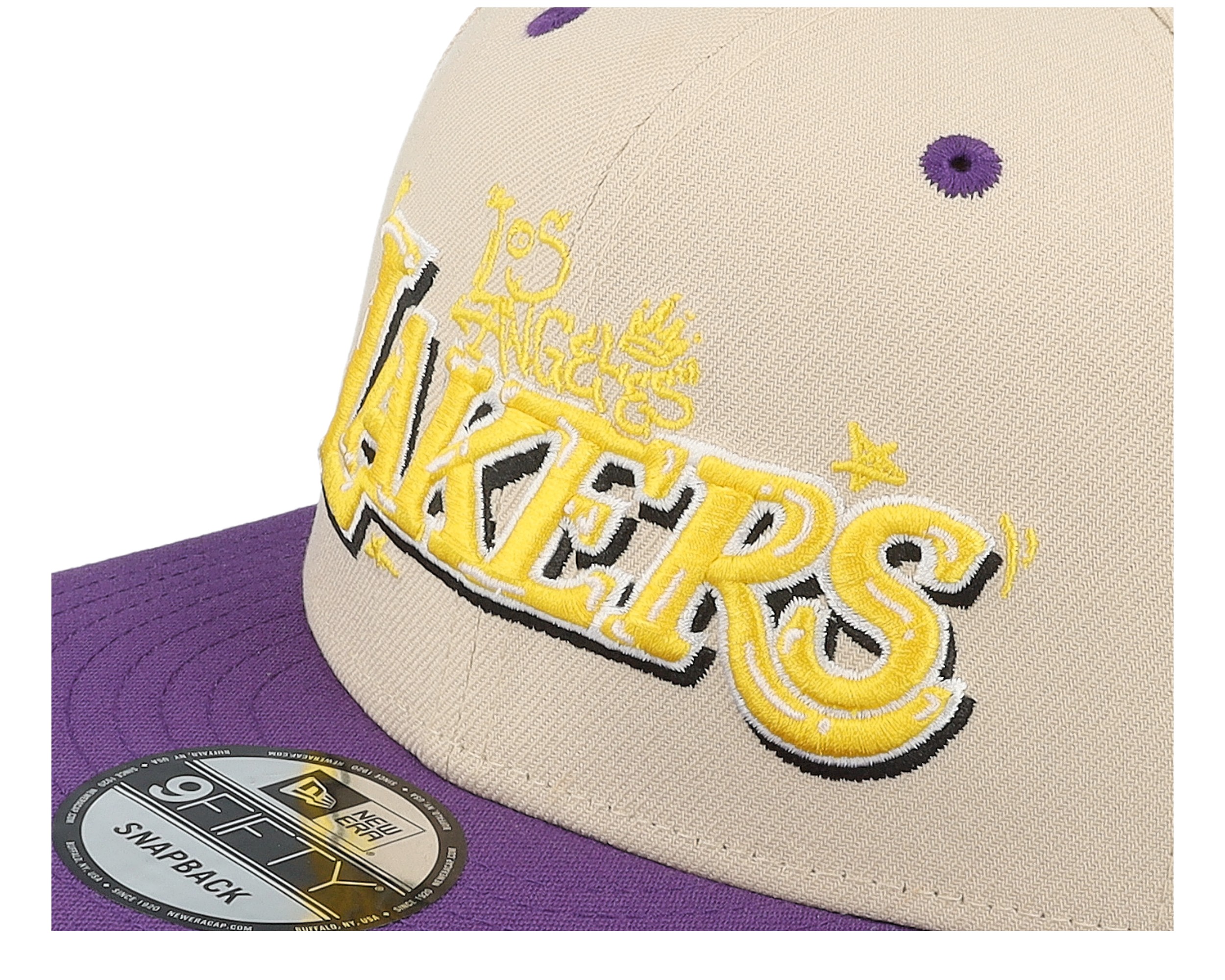 Los Angeles Lakers Team Art Khaki/Purple Snapback