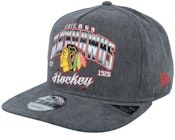 Chicago Blackhawks Pre-curved 9FIFTY Washed Black A-frame Snapback