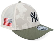 New York Yankees MLB Armed Forces Day 9FORTY Mc Stone/Olive A-frame Trucker