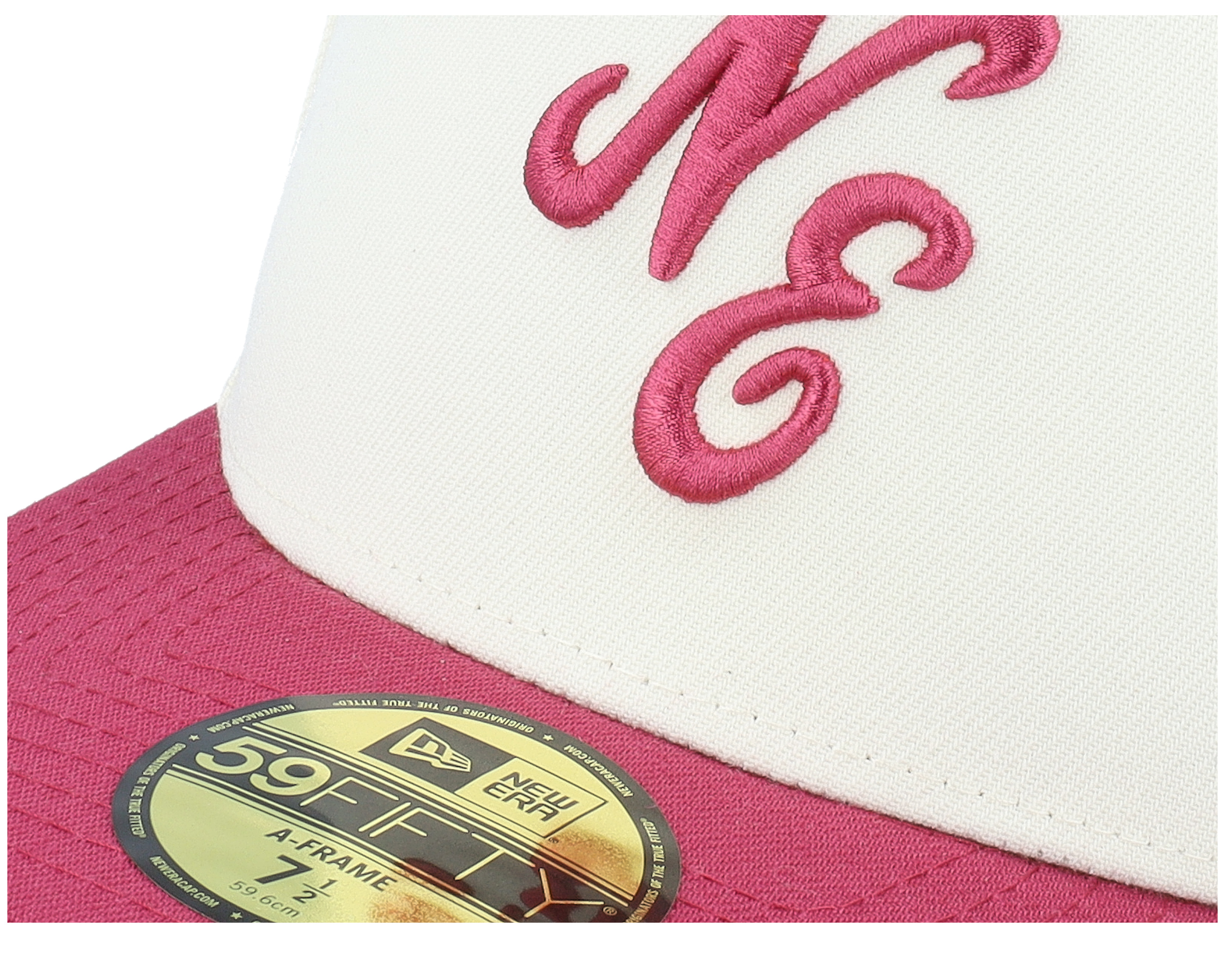 Ne Script 59FIFTY Pc Ivory/Cherry A-Frame Fitted - New Era