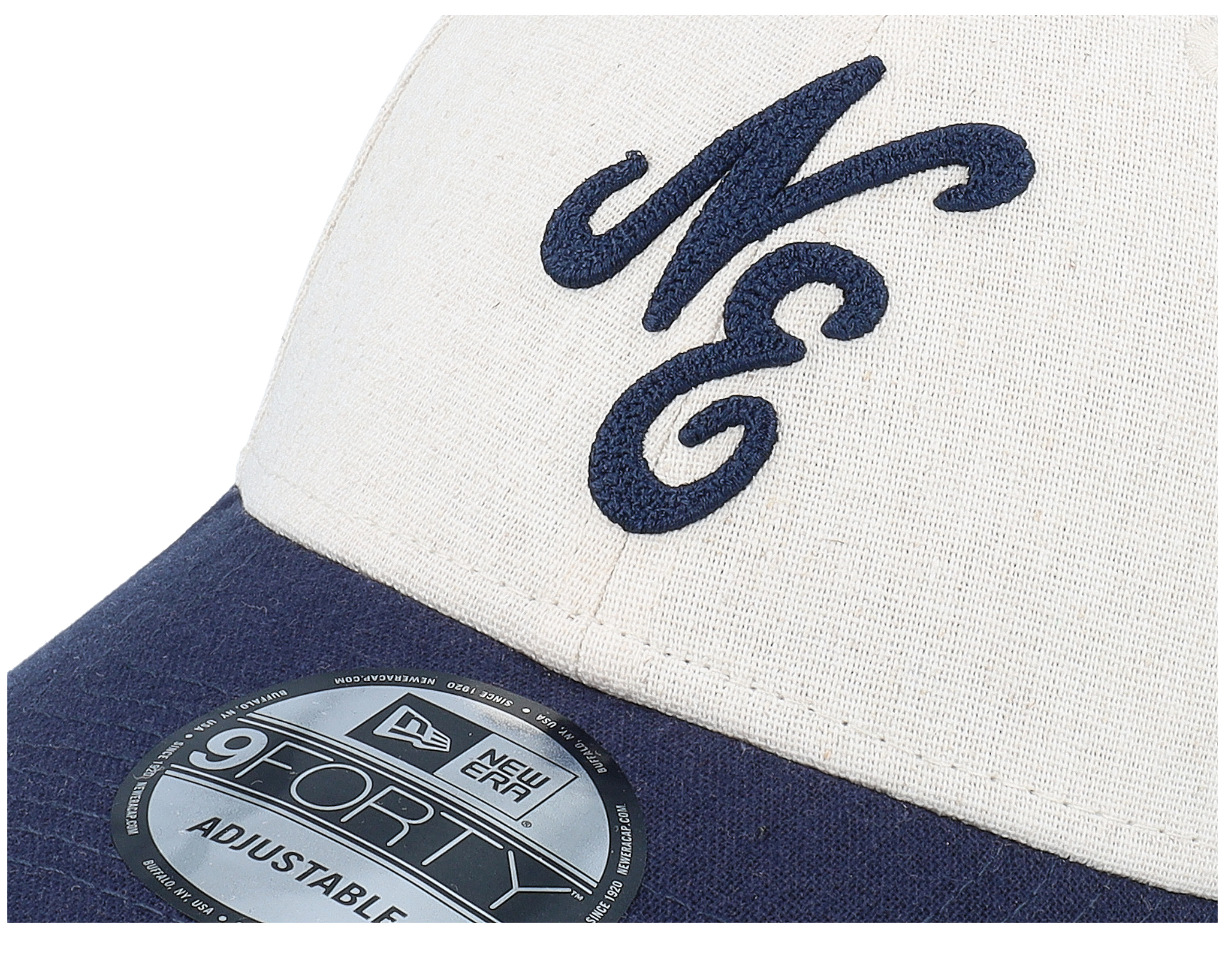 Linen 9FORTY Stone/Navy Adjustable - New Era | Hatstore.com