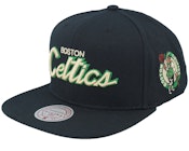 Boston Celtics Cream Script Black Snapback