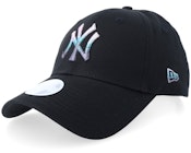 New York Yankees Womens Metallic Logo 9FORTY Black Adjustable