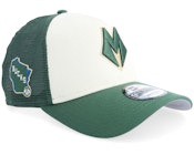 Milwaukee Bucks NBA City Edition 9FORTY White/Green A-frame Trucker