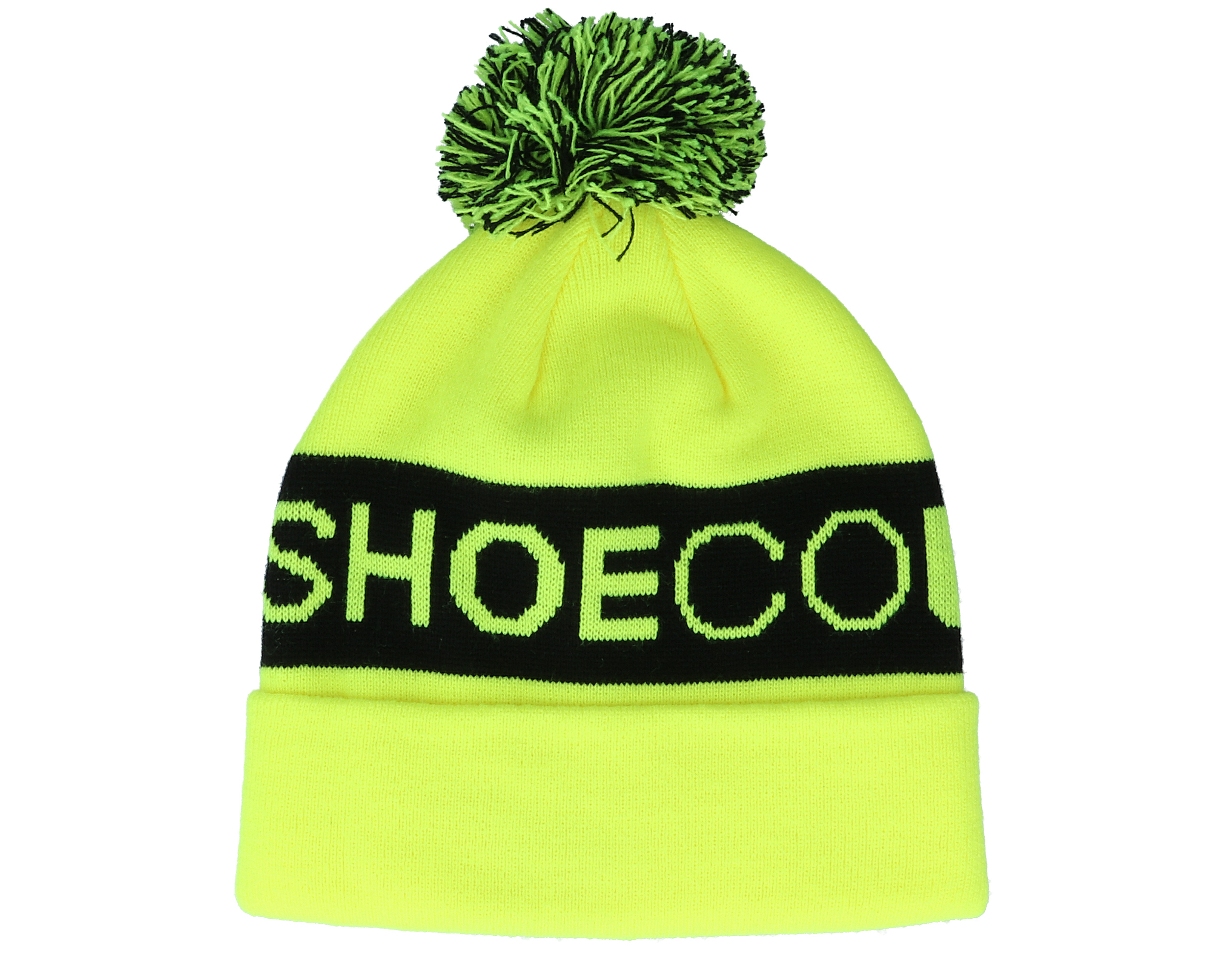 Chester Beanie Safety Yellow/Black Pom