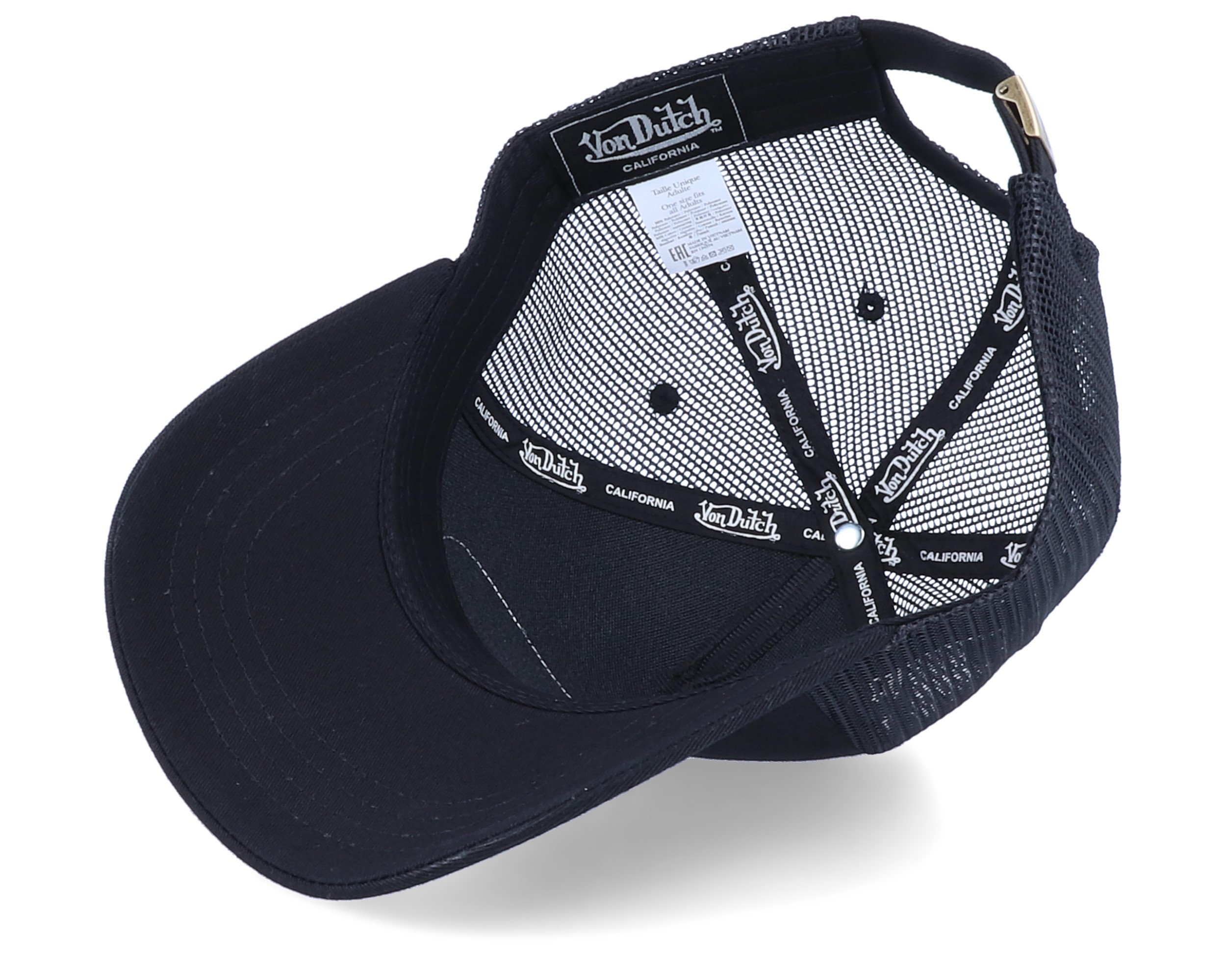 Oval Patch Black/Black/White A-Frame Trucker - Von Dutch