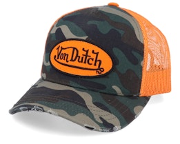 Oval Patch Camo/Orange Trucker - Von Dutch