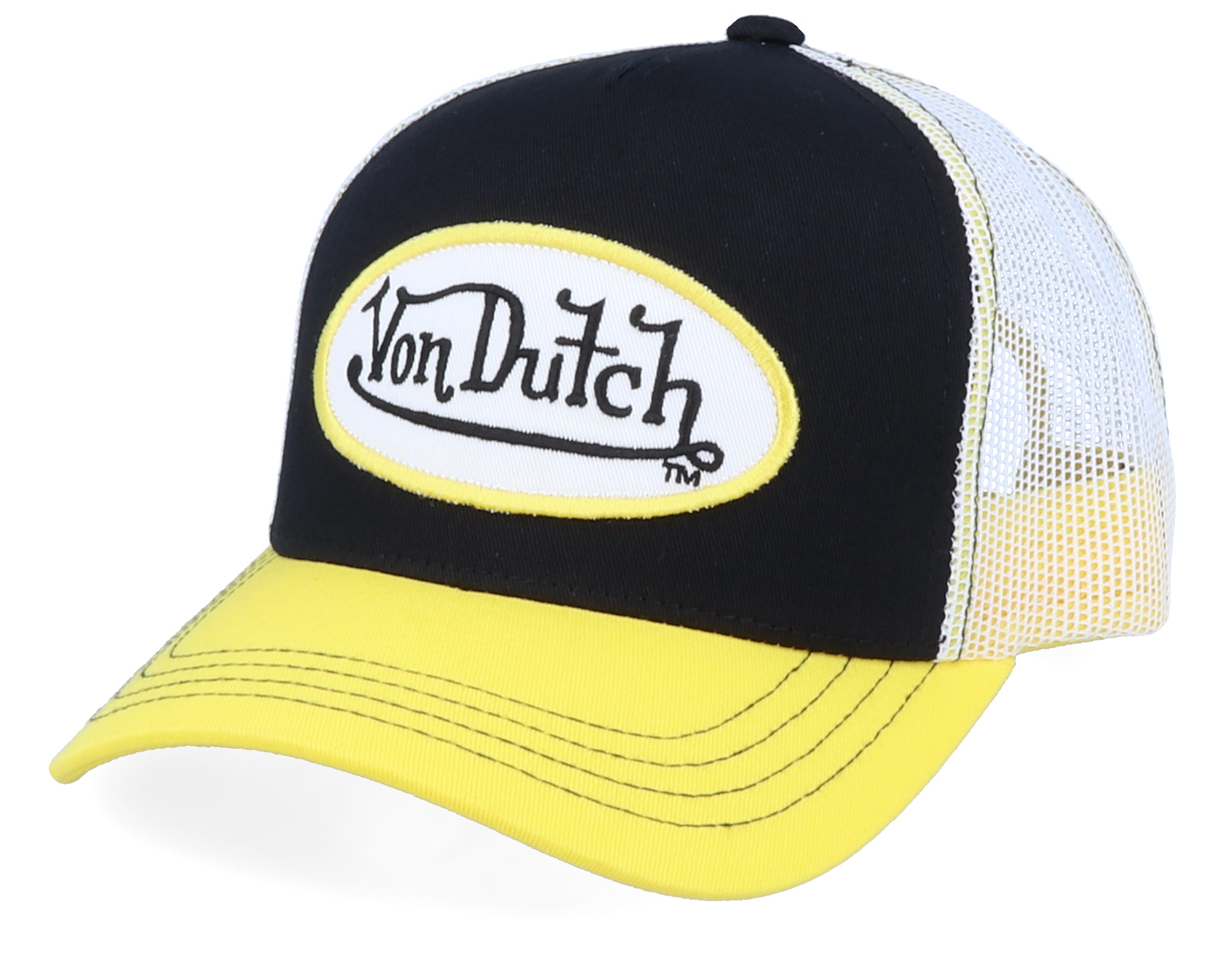 Forsvinde del skille sig ud Oval Patch Black/White/Yellow Trucker - Von Dutch kasket | Hatstore.dk