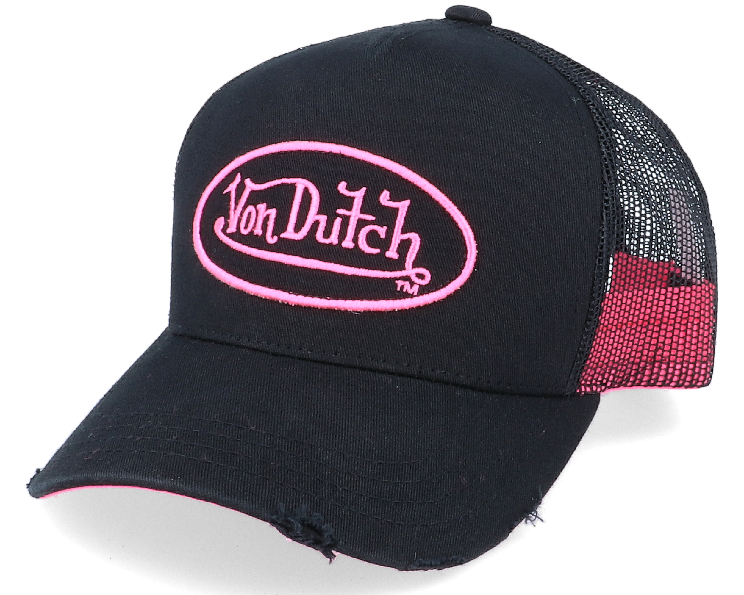 Oval Patch Black/Neon Pink Trucker - Von Dutch caps | Hatstore.no