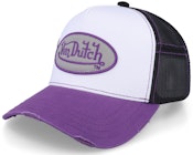 Oval Patch Sum White/Black/Purple Trucker